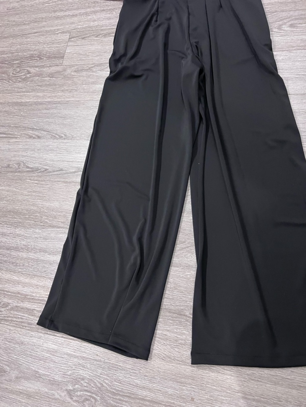 Uniqlo Crepe Jersey Straight Pants Black Wide-Leg Pants L